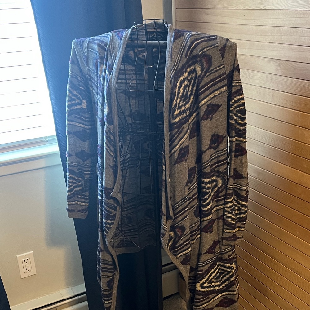 Lucky Brand Gray and Brown Patterned Cardigan